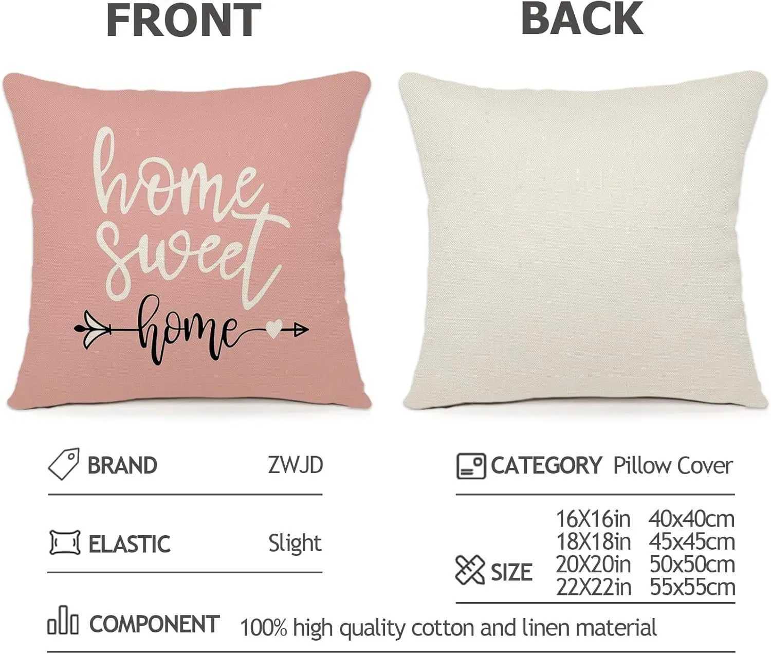 Pink Throw s Cover Decoration Outdoor Linen Cushion Covers Decorative for Bedroom Sofa Chair Bed GardenM251119