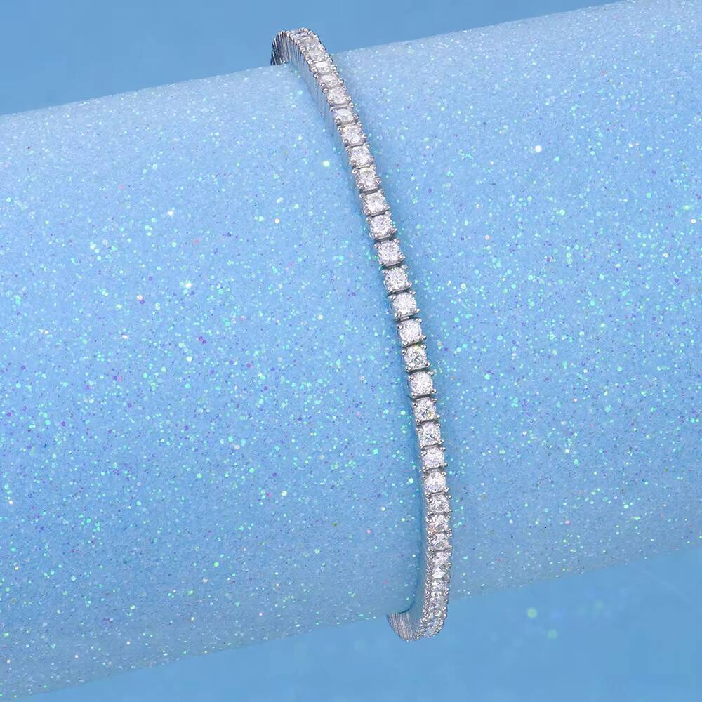 2MM 925 Silver GRA Certified Pass Tester Fashion Hip Hop Style Women Iced VVS Moissanite Mossanite Tennis Bracelet