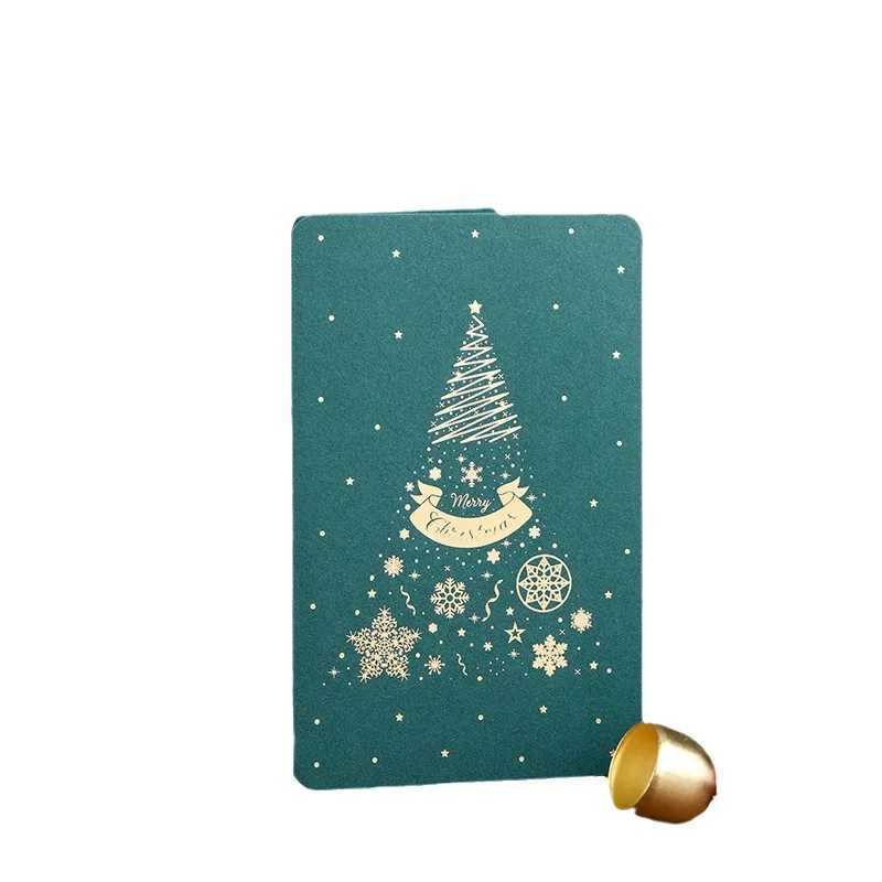 Vintage Christmas Stamping Greeting Card Blessing Message Card Business Creative Thanksgiving Greeting Card Red Green G251119