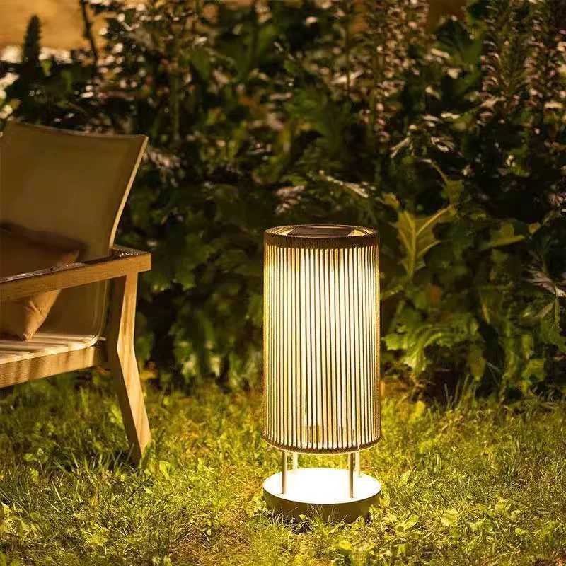 Outdoor waterproof lawn floor light Nordic rattan standing lamp Solar Villa courtyard garden balcony home decorative table lamps M251119