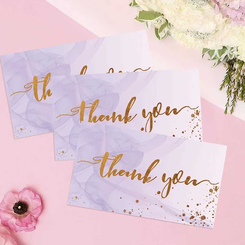 50pcs/ Pack Gold Textured Thank You Cards Suitable For Weddings Business Party Invitations Holiday Cards G251119