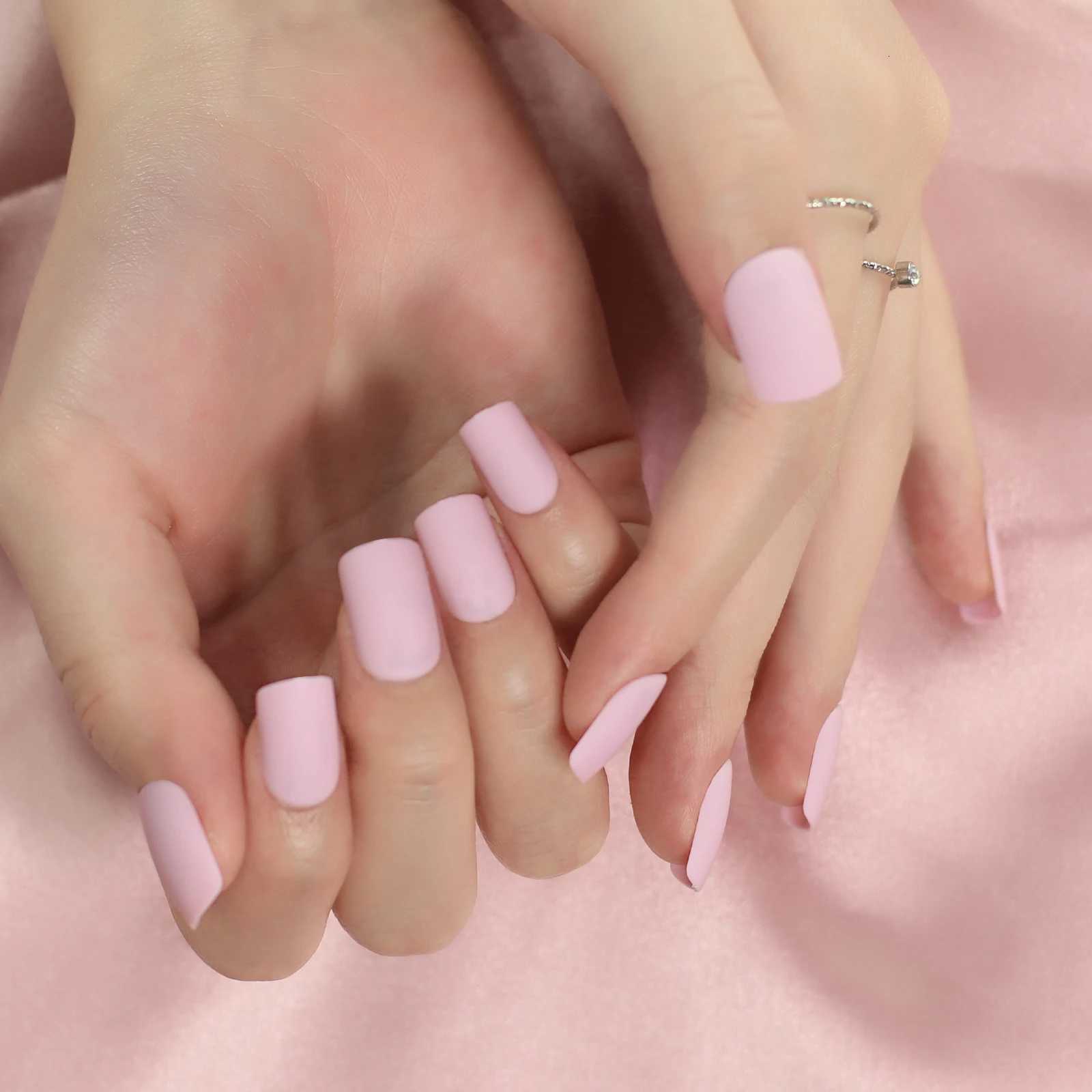 IMABC press on fake nails middle size matte finishes square for women girls stick on nails 24pcs/setT251118T251119