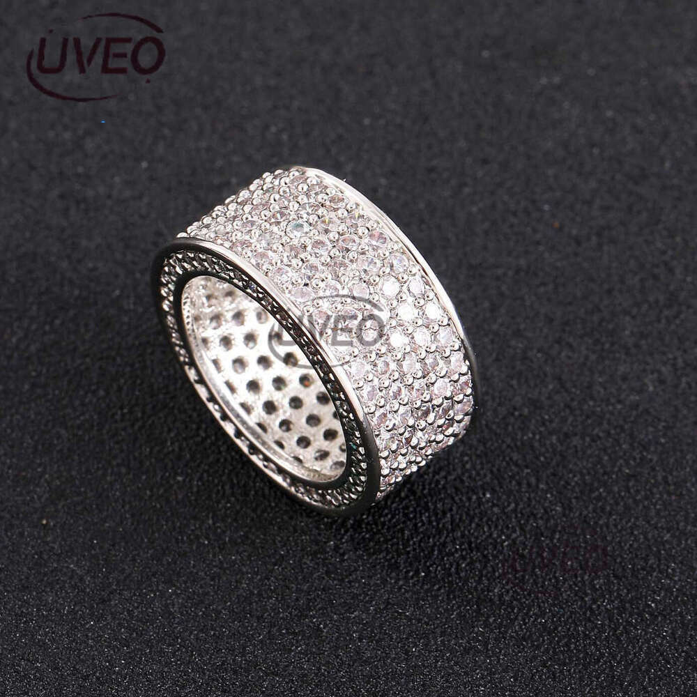 Luxury designer Hip Hop Men and women five row ring, micro-inlaid ice out of VVS Moissanite hip hop ring