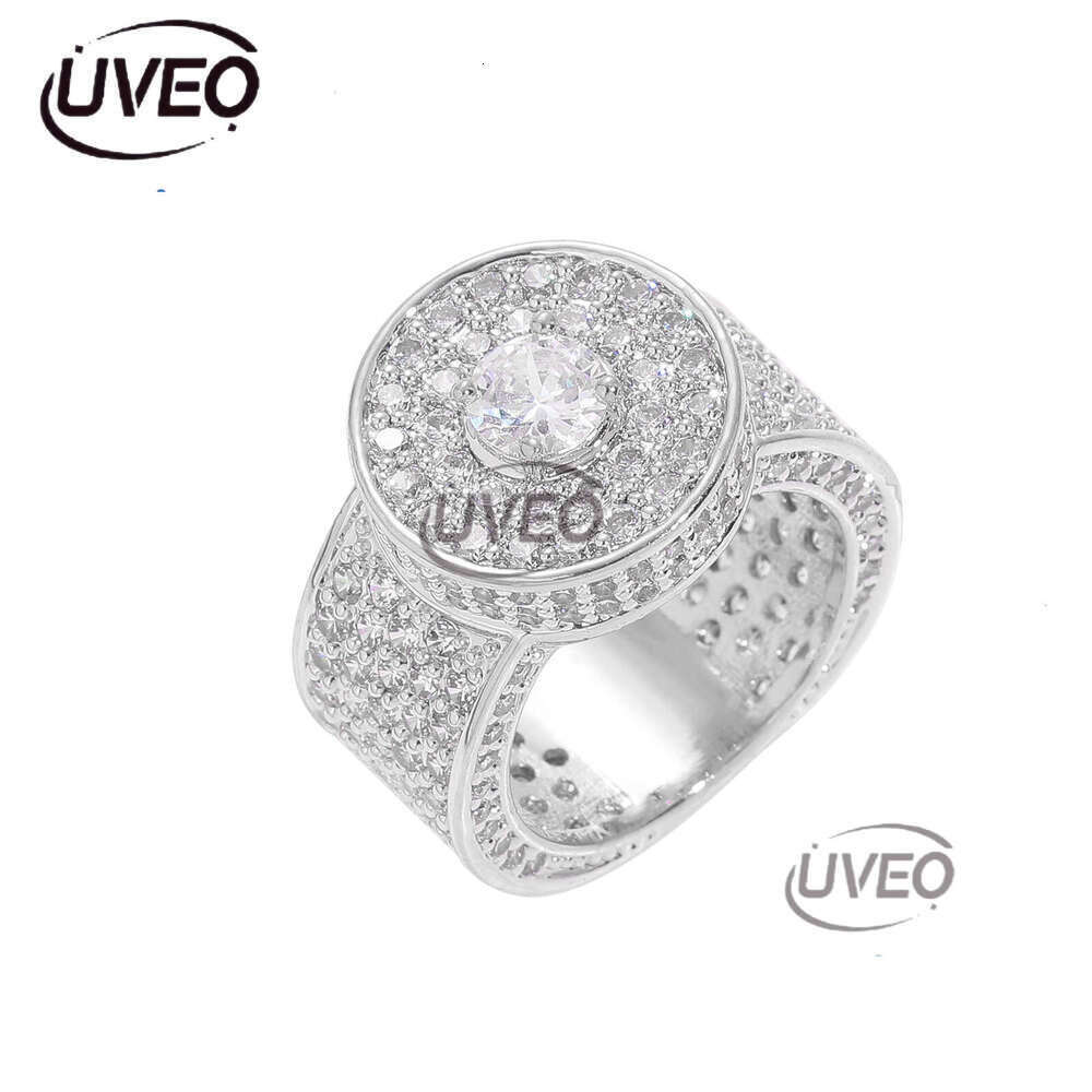 Luxury designer Hip-hop Men's oversize with real gold plating and micro-inlaid ice out VVS Moissanite, hip-hop rings for men and women