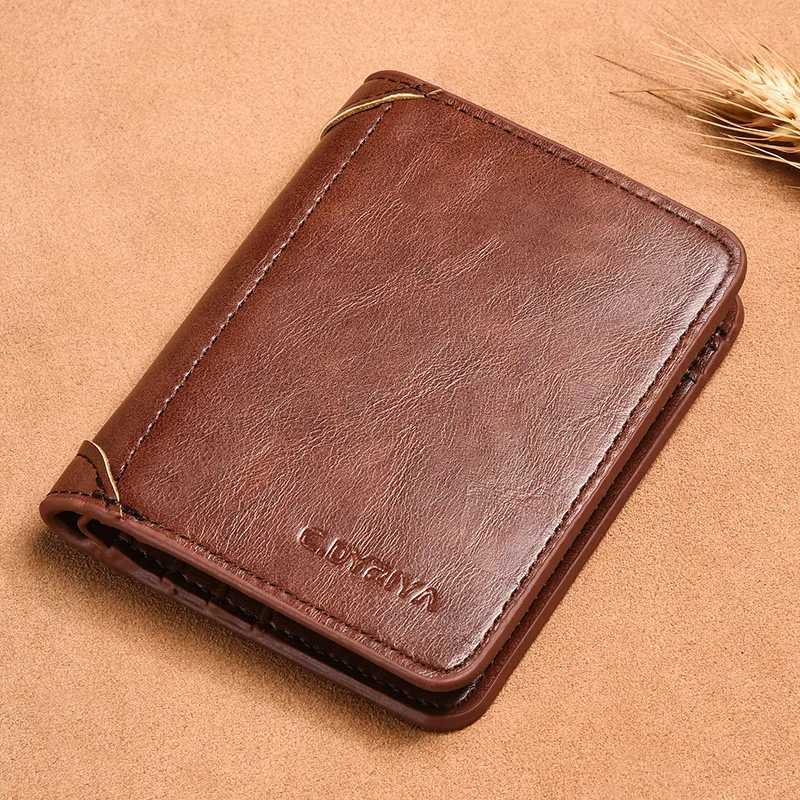 RFID Men Wallet PU Leather Blocking Trifold Wallet Vintage Thin Short Multi Function Id Credit Card Holder Male Purse MoneyT251119