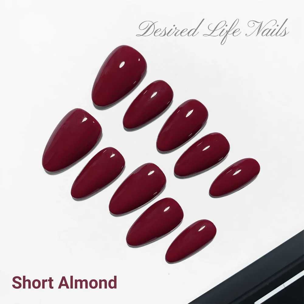 Handmade Press on Nails Short Black Simple Reusable Adhesive False Nails Artifical Acrylic Full Cover Nail Tips To Stick OnT251118T251119