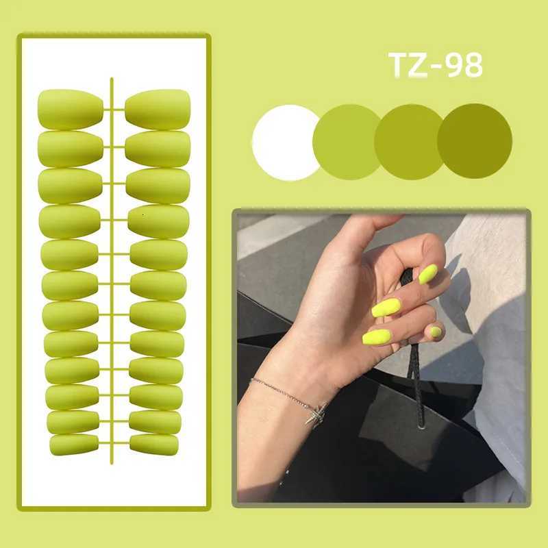 24Pcs/Set Long Round Head Bright Solid Color Press On Acrylic Nail Art Fake Nails Finished Wearing Manicure Reusable False NailsT251118T251119