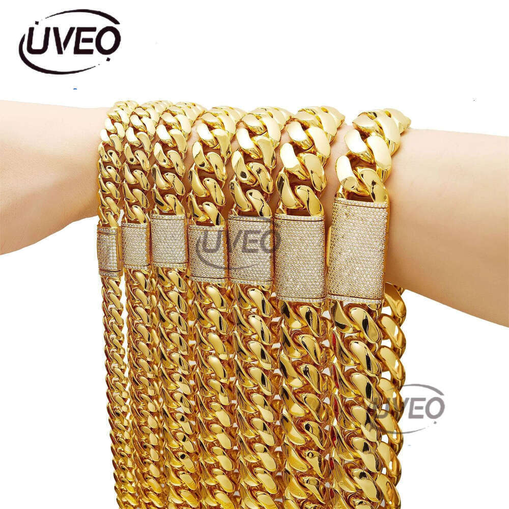Cuban Chain Necklace for Men Gold Plated Hip Hop Jewelry Multiple Sizes Free Shipping