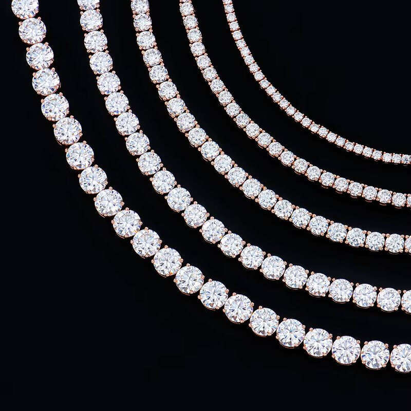 Moissanite D Tennis Chain Bracelet Fashion HipHop Rose Gold Plated Sterling Sier Party Size 2mm 3mm 4mm 5mm 6mm