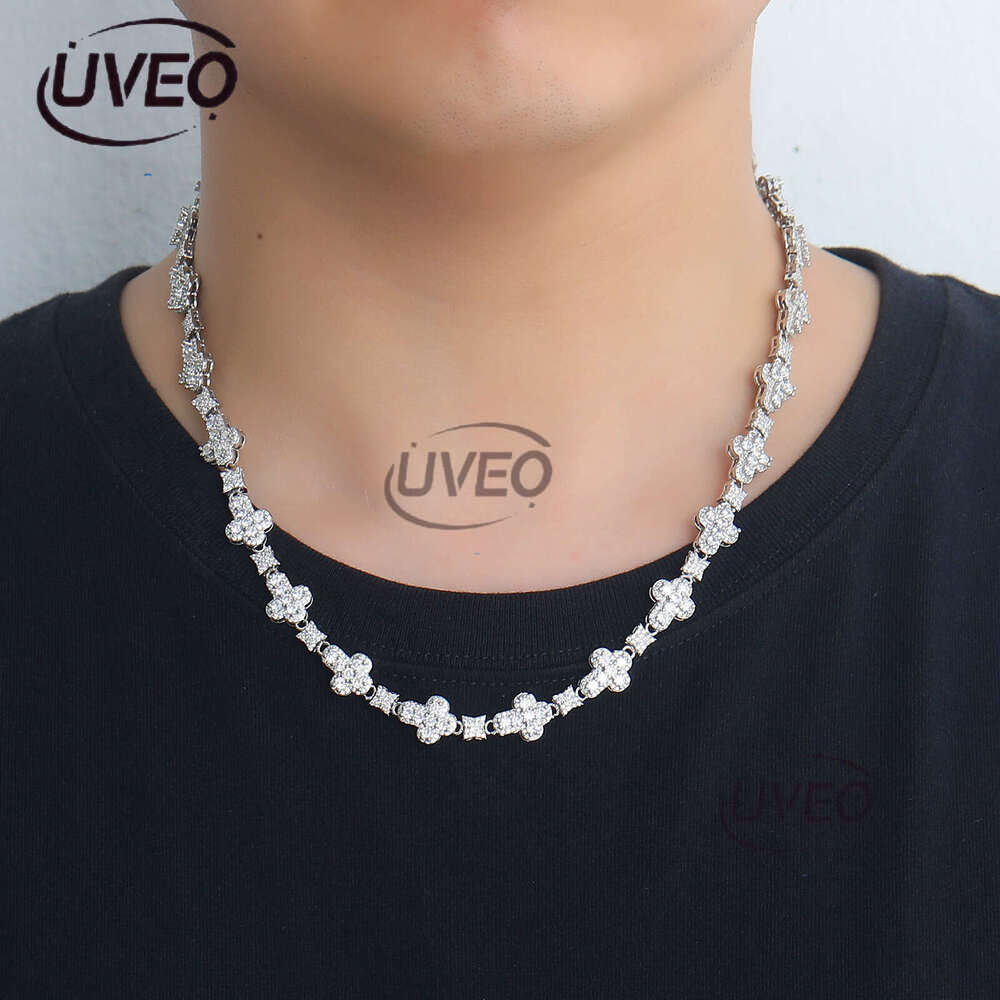 Luxury hip hop jewelry 10mm cross all stone ice out VVS Moissanite necklace for men and women Free delivery