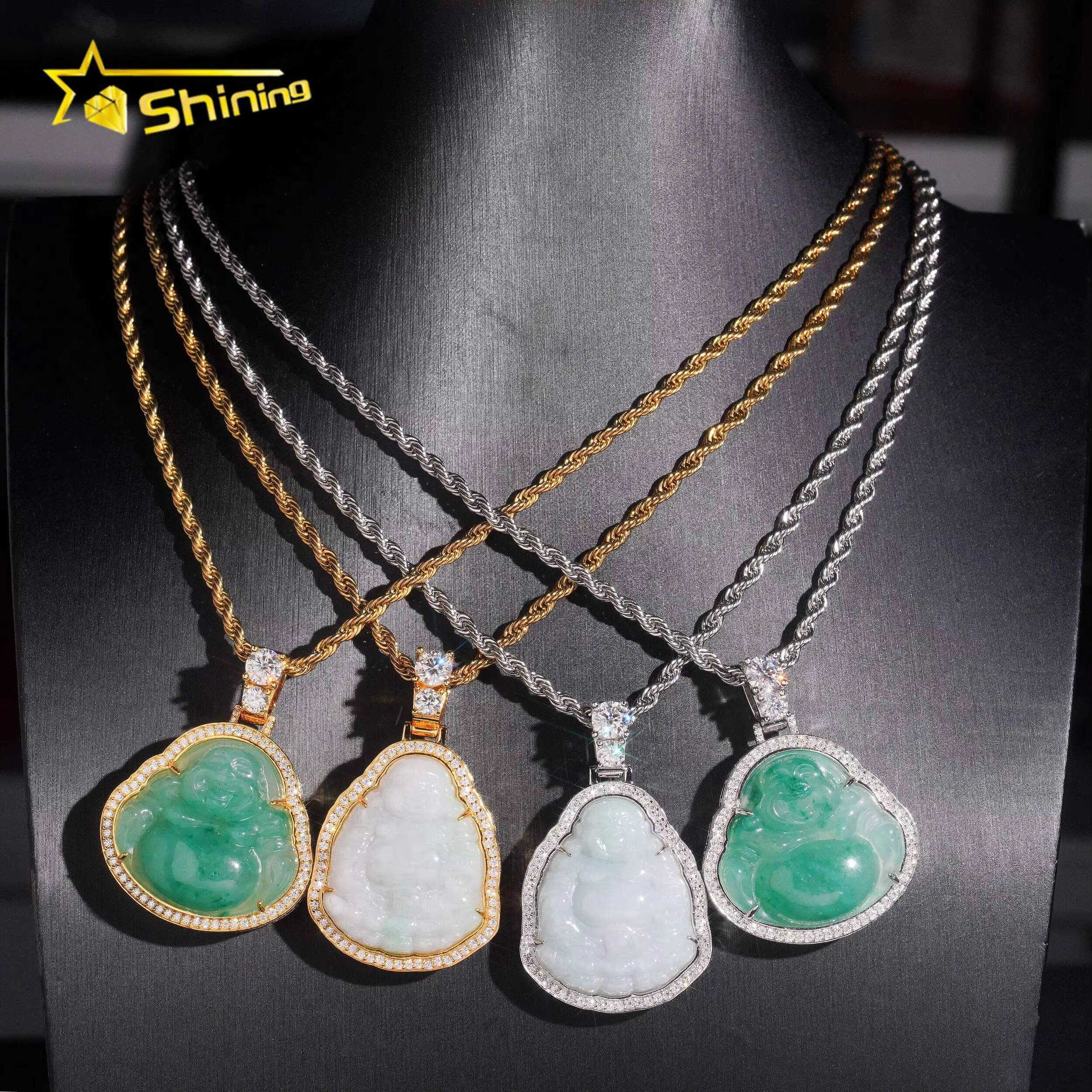 Hot Selling Jade Pendant Collection Hip Hop Pass Diamond Tester 925 Silver Iced Out Moisaanite Buddha Pendant