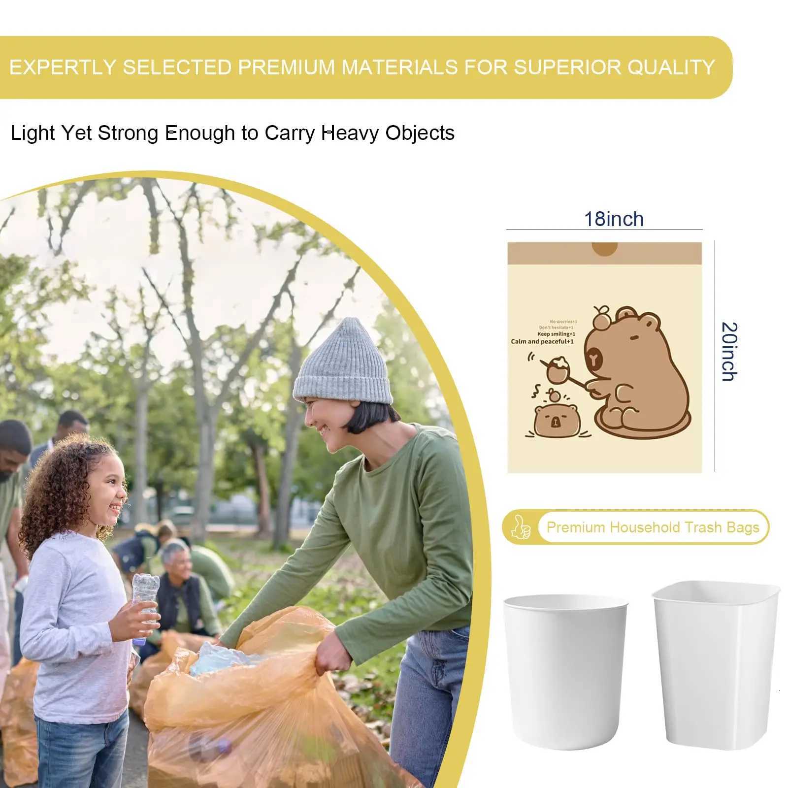 4 Gallon Capybara Trash Pouch Leak-proof Disposable Cleaning Waste Bag Thickened Strong Load-bearing Drawstring Garbage Bag C251119