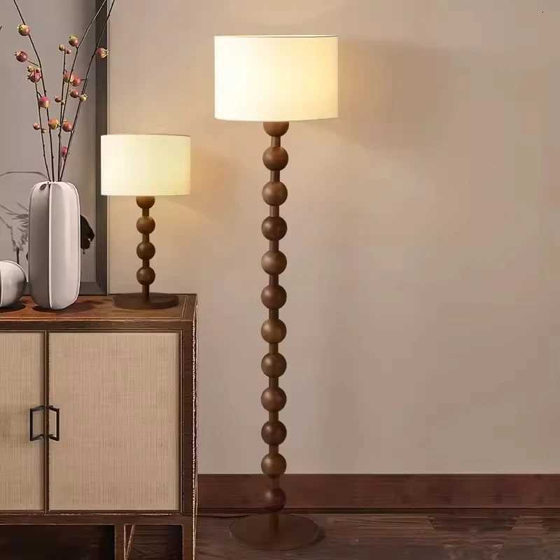 Medieval Solid Wood Living Room Floor Lamp Wabi Sabi Style Retro Sofa Edge HighEnd American Decorative Atmosphere Lamp Desk Lamp M251119