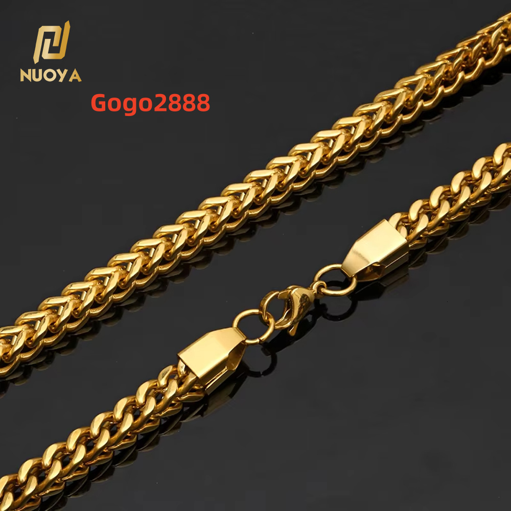 NUOAY Custom Franco Chain Necklace 18K Gold Plated Stainless Steel Hip Hop Womens Chain Necklace 4/5/6MM Wholesale Jewelry