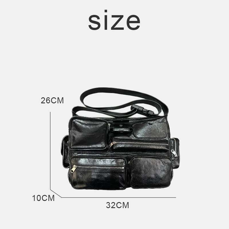 Moto & Biker Bags For Women Designer Handbags And Purses 2024 New In PU Vintage Oil Wax Leather Multiple Pockets Shoulder