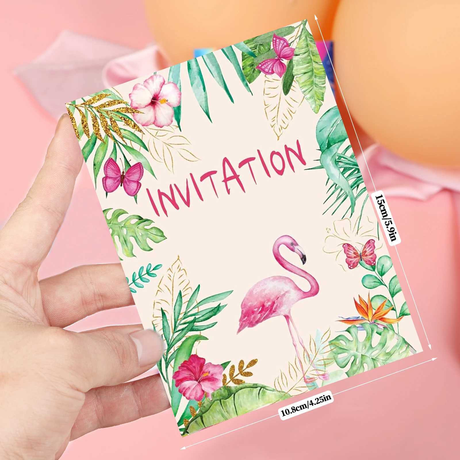 12 French birthday invitation cards with themes of tropical flamingo butterfly flower party invitation cards for ladies and G251119