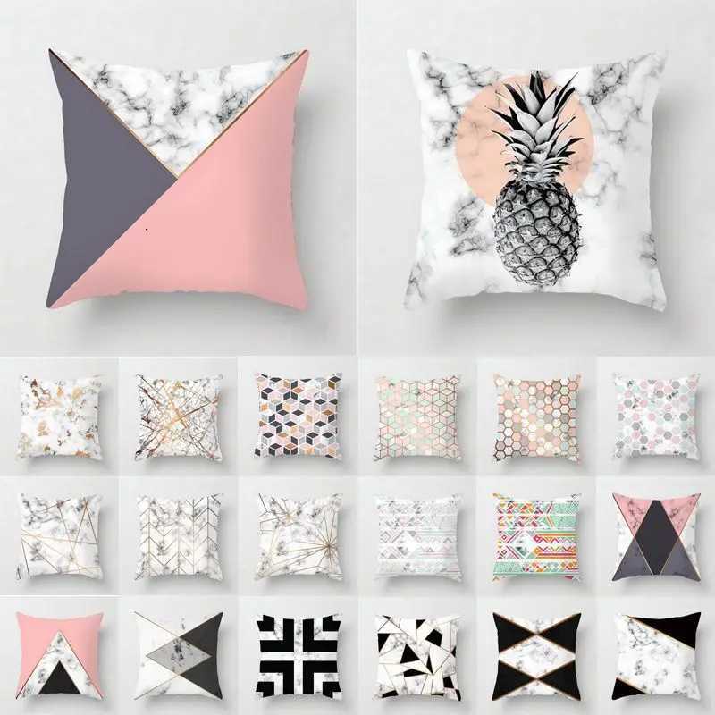 Marble-patterned geometry throw covers with digital printing of short plush fabric Car-shaped sofa cushion Home decorM251119