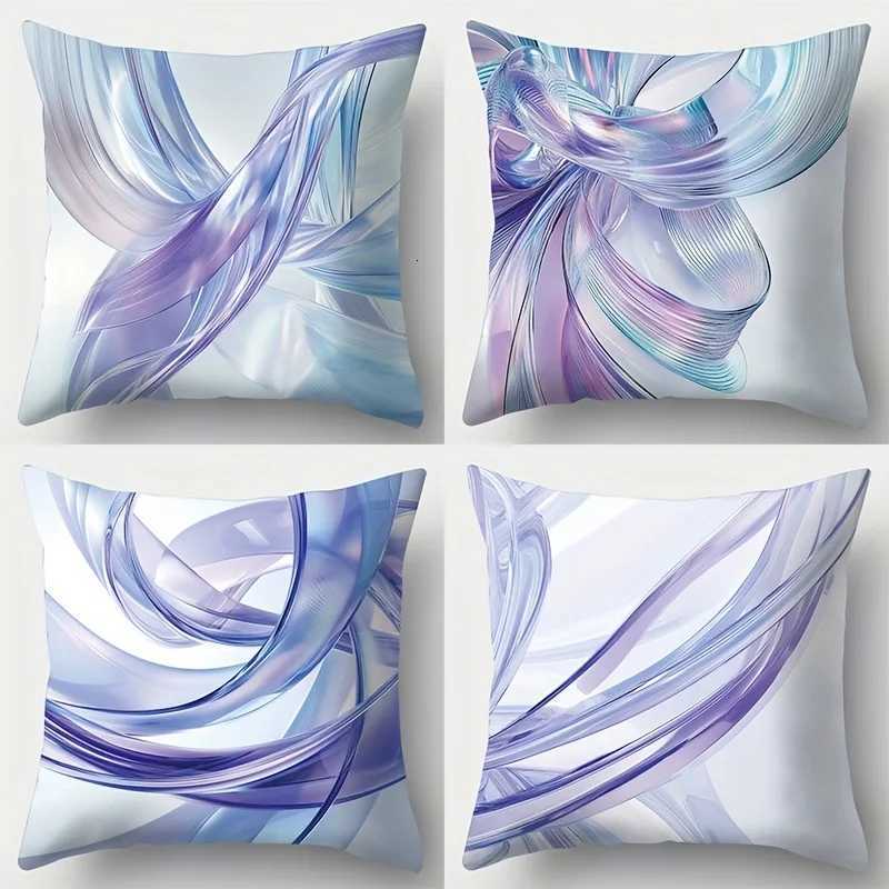 -4pcs Set of Printed cases with Wavy Lines and Contemporary Style Machine Washable Polyester Composition Suitable for VM251119