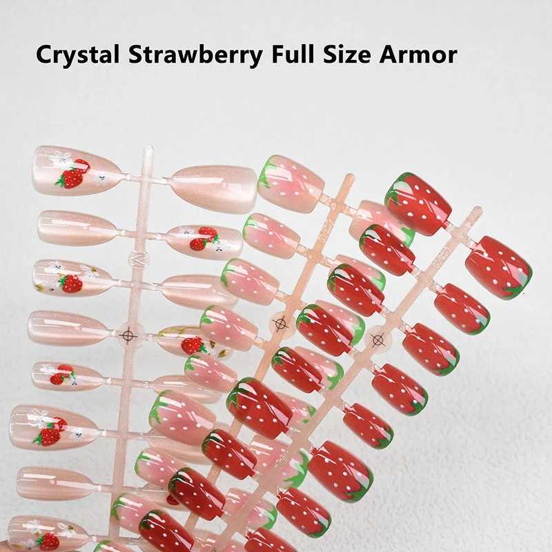 30Pcs/set False Nails Wearable Watermelon Strawberry Fake Nails Simple Artificial Press On Nails Tips Nail Art DIY ManicureT251118T251119