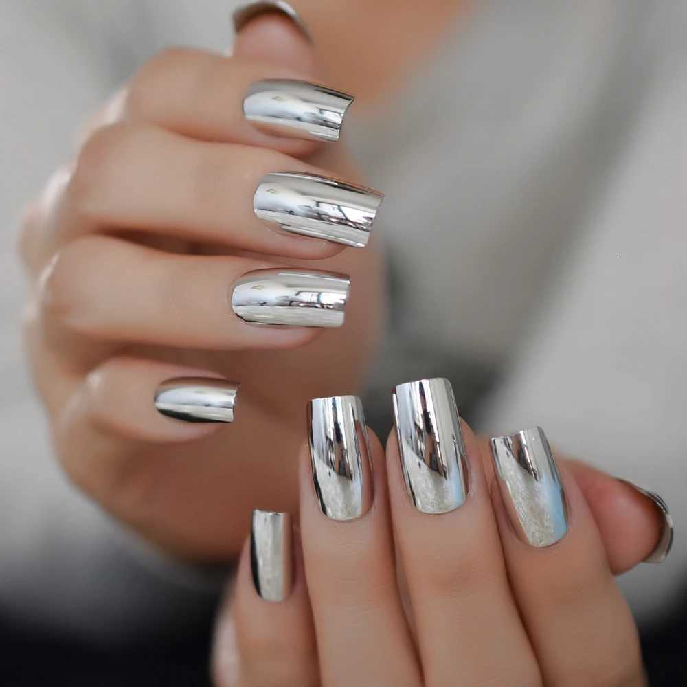 IMABC press on false nails metallic blue and silver avaliableT251118T251119
