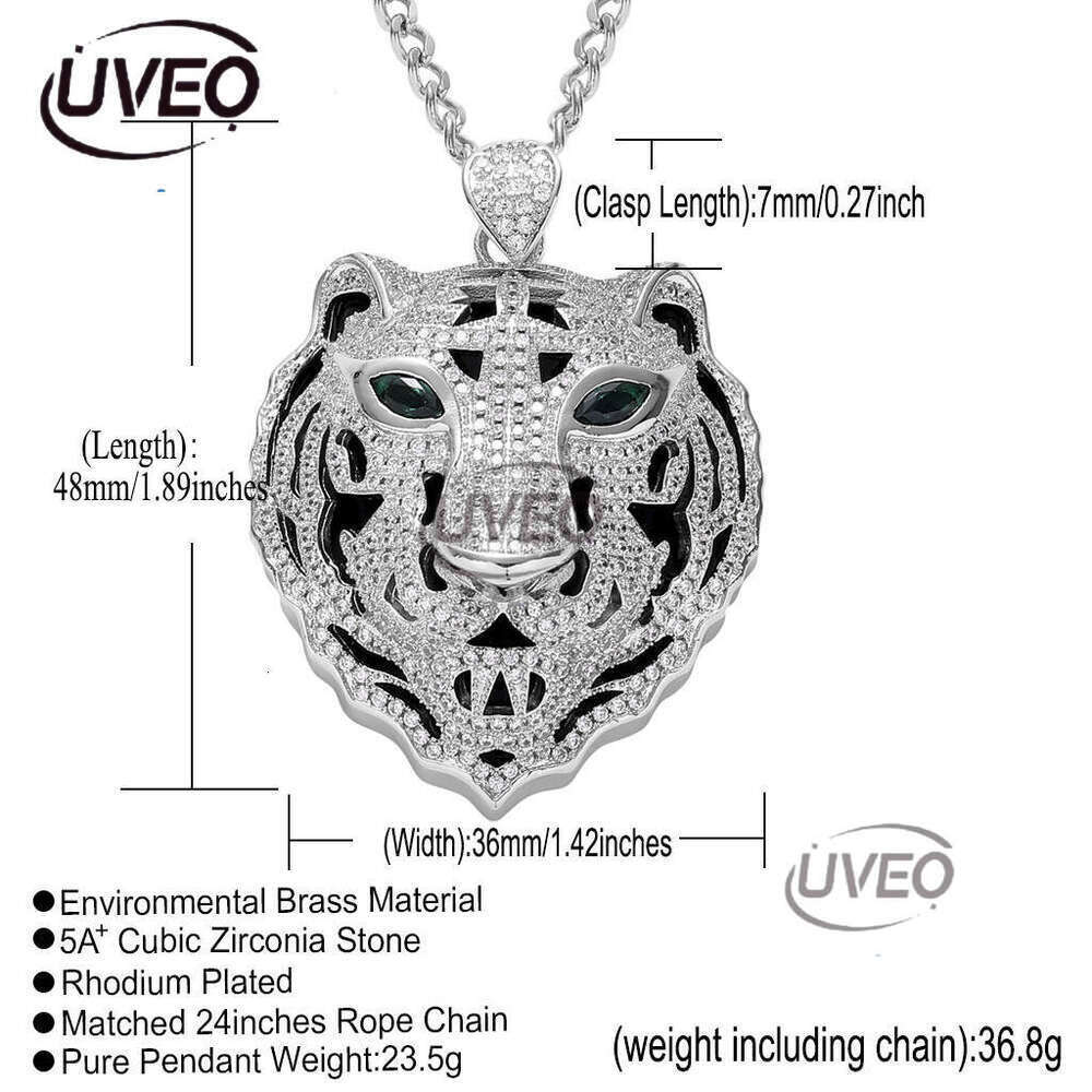 Luxury hip hop agate ice out VVS Mosan Tiger Zodiac pendant for men and women Free delivery
