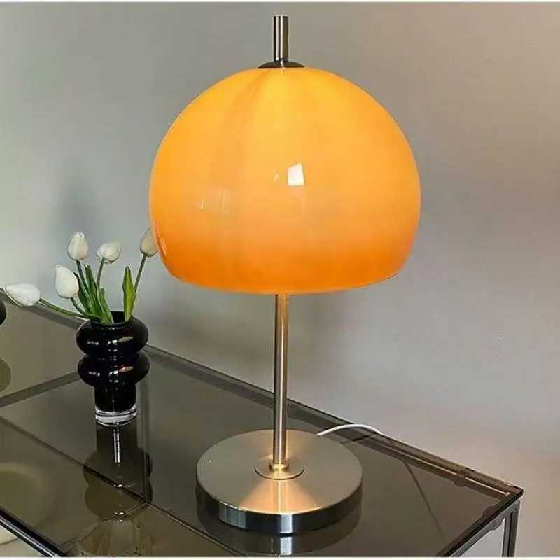 Art Living Room Retro Glass W Table Lamp Gradient Orange Mushroom Bauhaus Led Floor Lamp Living Room Bedroom Atmosphere Lamp M251119