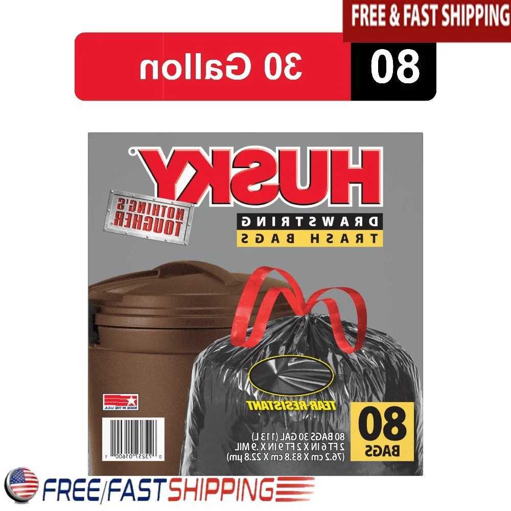 Large Trash Bags 30 Gallon 80 Count Tear-Resistant Drawstring Black Bags Unscented Durable Home Garage Waste Cleanup C251119