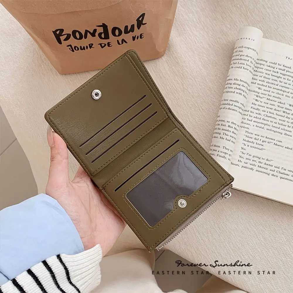 Trendy PU Leather Women Wallets Solid Color Wrinkled Female Purses Portable Card HoldersT251119