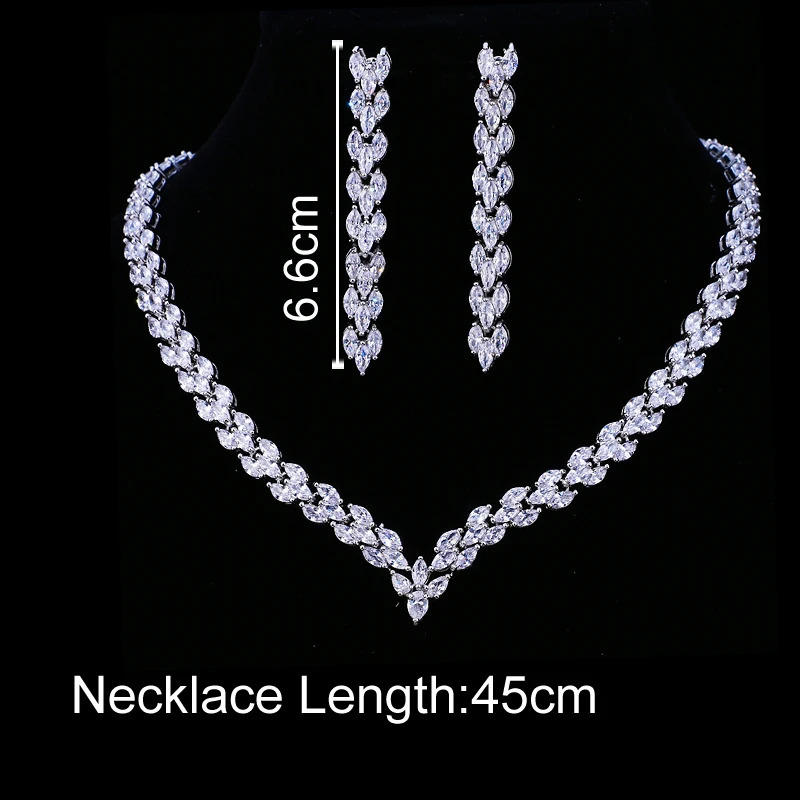 Emmaya Exquisite Cubic Zirconia Wedding Party Jewelry Set Gold Color High Quality CZ Bridal Necklace Earring 250530