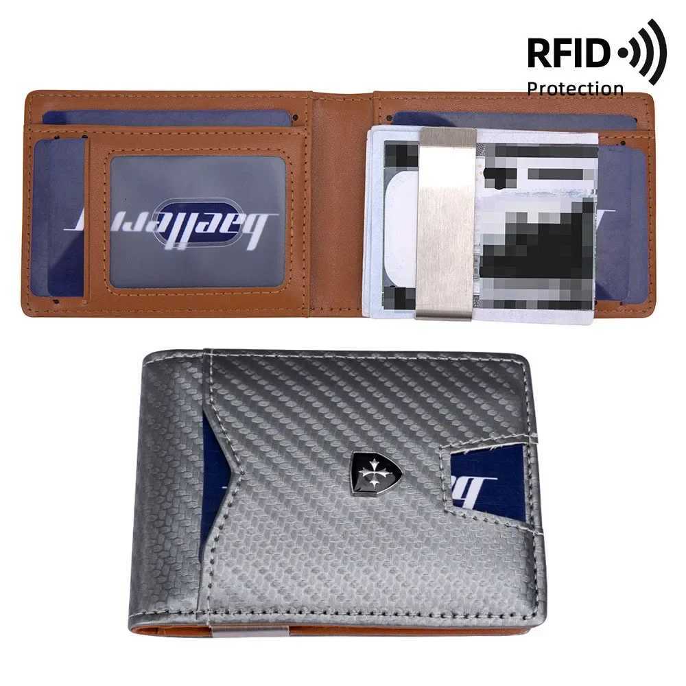 Minimalist Wallet RFID Anti-theft Antimagnetic Brush Double Fold Cross Front Pocket Portable Card Holder Multifunctional WalletT251119