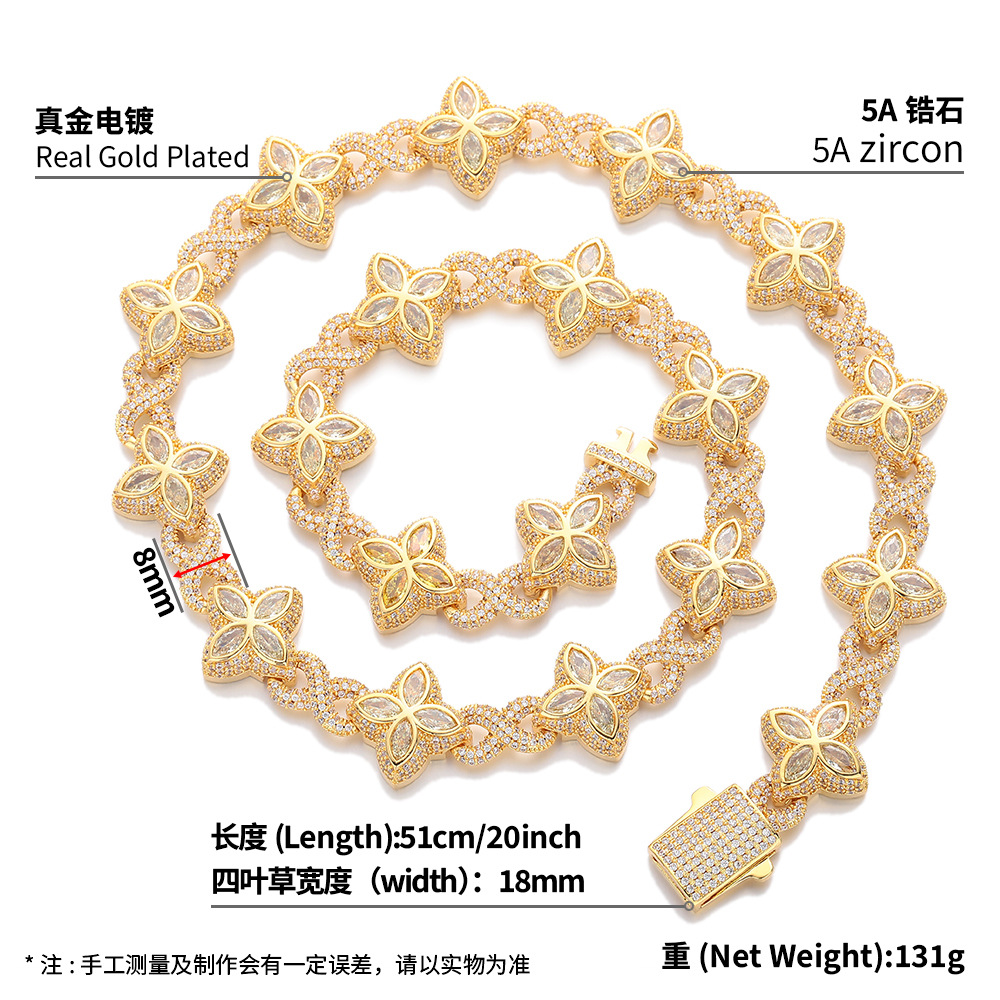 Jewelry Luxury Necklaces Designer Chic Unisex Jewelry Durable Gold Plated Chain Lustrous 5-Leaf Clover Pendants Set with Premium Grade Stones