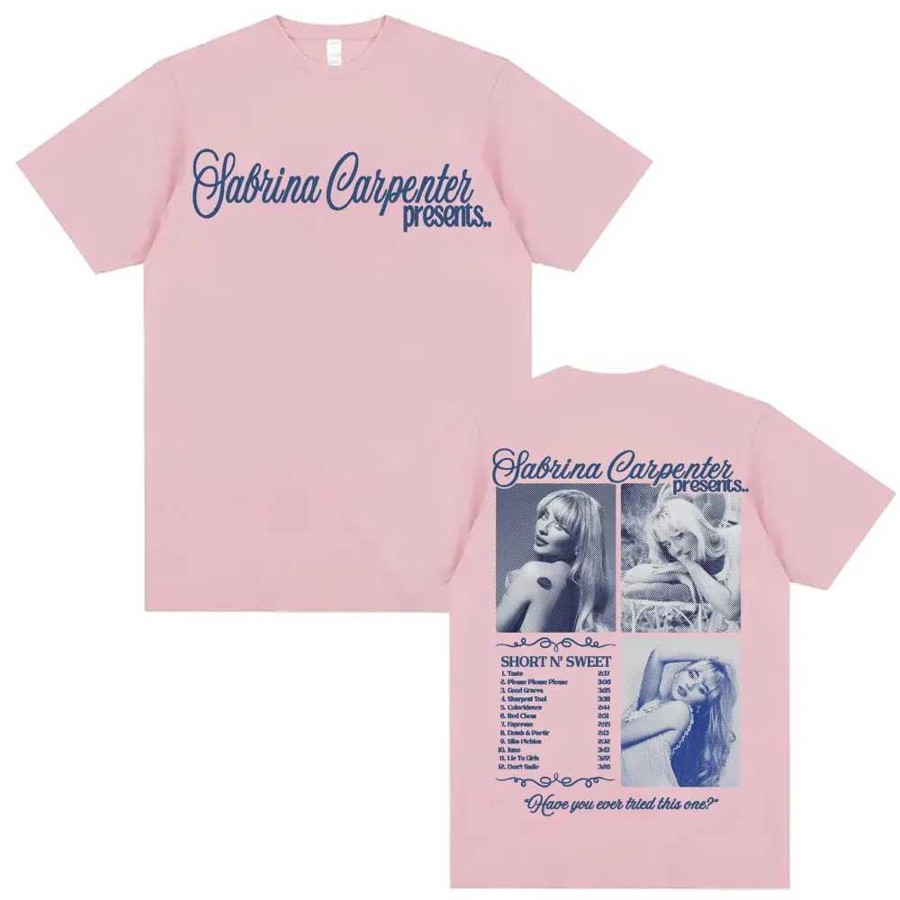 Sabrina Carpenter Short NSweet Tour T-shirt Mens Harajuku Hip Hop Street T-shirt Casual 100% Cotton Short Sleeve T-shirtXJ250418
