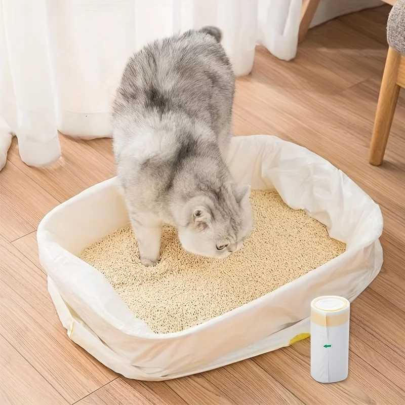 1 Roll Drawstring Cat Litter Bag Portable Cat Litter Box Cleaning Bag Suitable for Pet Store Household Cleaning Tools C251119