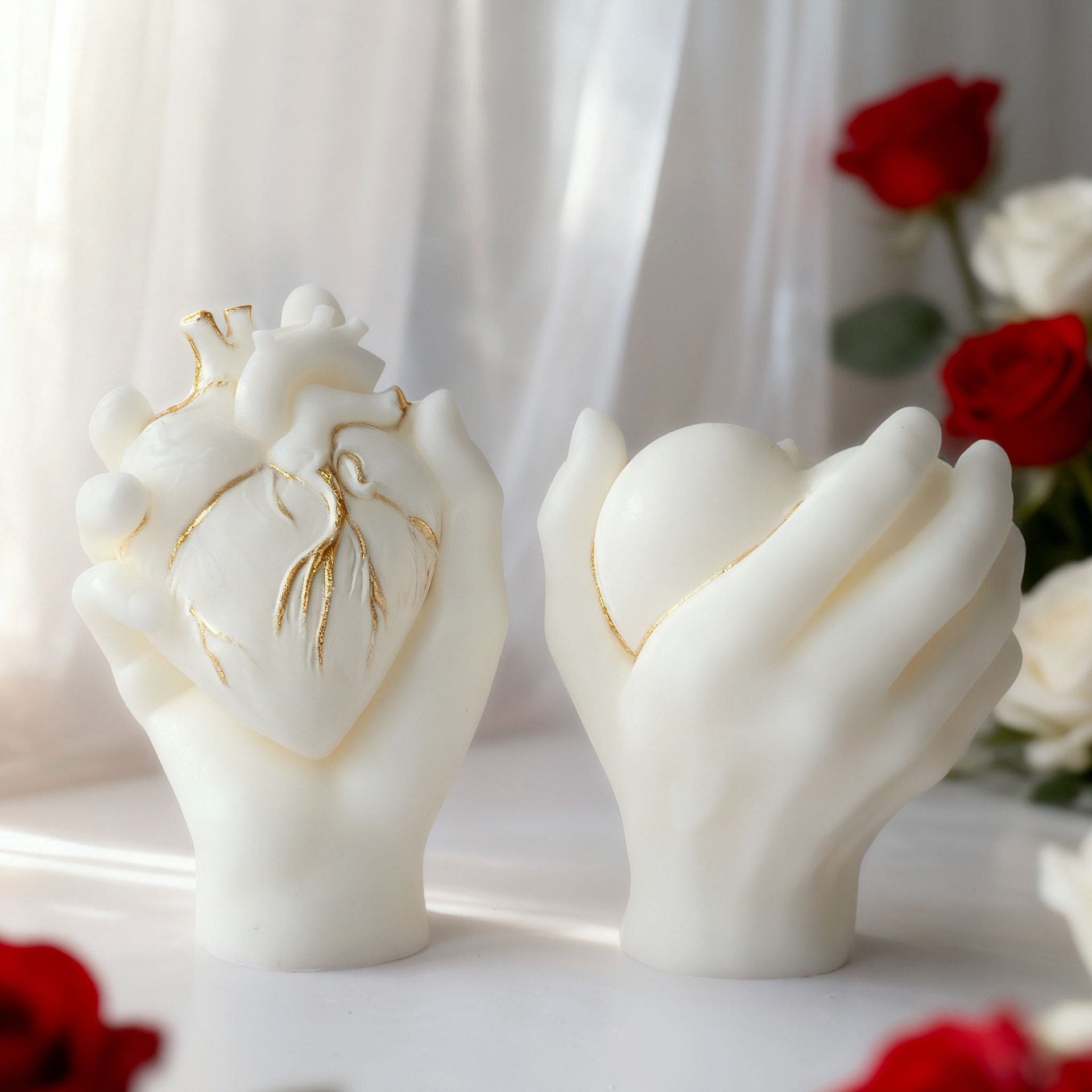 Heart-Shaped Aromatherapy Candle Decorative Silicone Mold DIY Handheld Heart-Shaped Plaster Mold