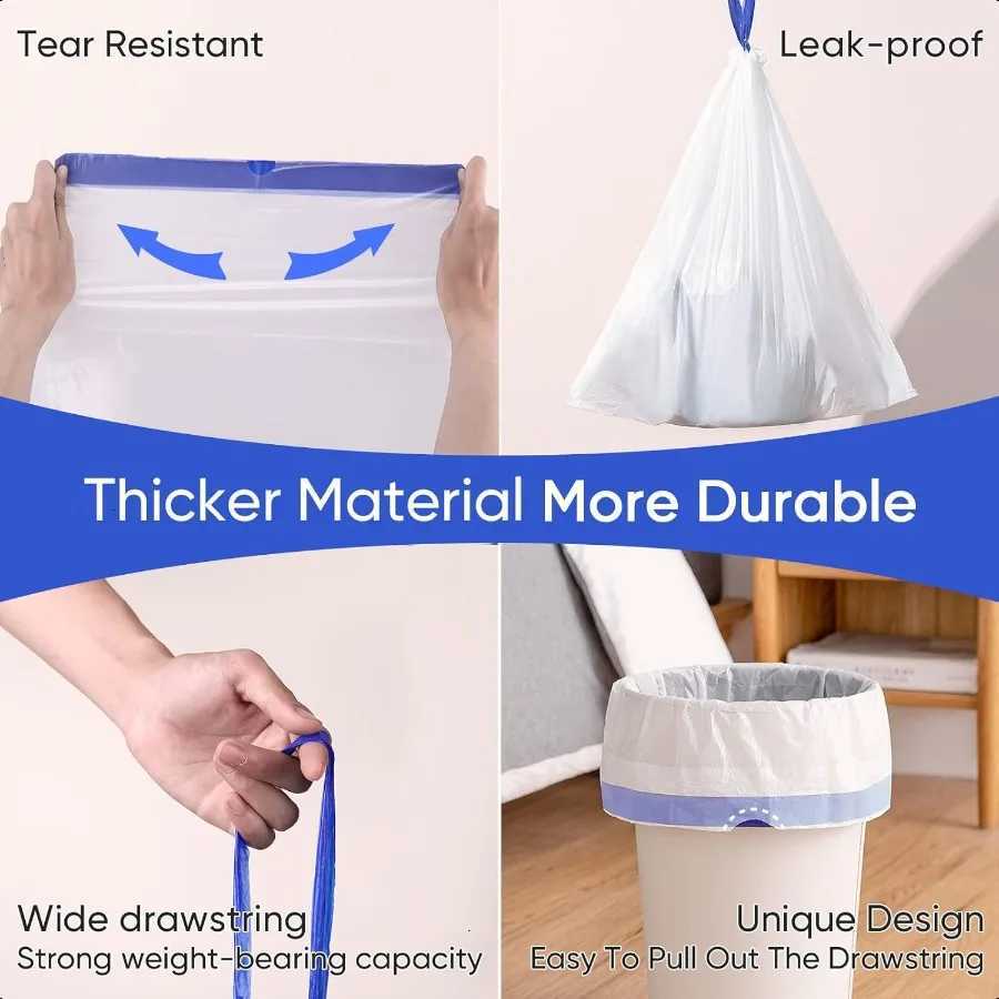 Trash Bag 8 Gallon Medium Drawstring Garbage Bags for 8 Gallon Trash Cans Kitchen Bedroom Bathroom Living room Office Restauran C251119