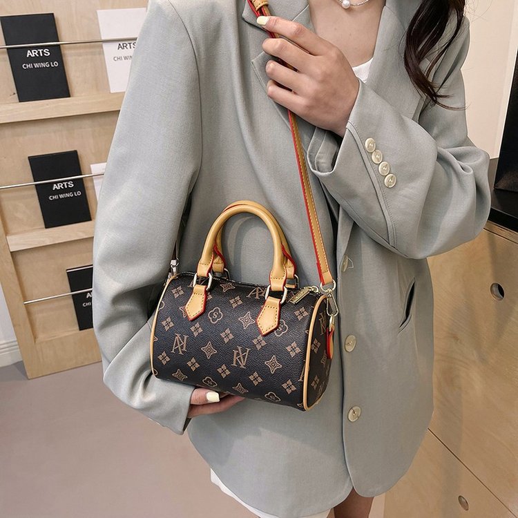 New printed Boston women's simple and atmospheric hand-held cylindrical versatile single shoulder crossbody bag