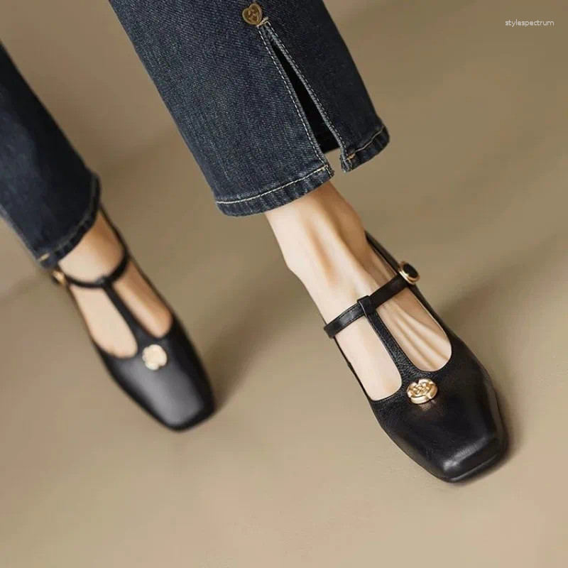 Casual Shoes Plus Size 35-42 Women's Sheepskin Slip-on Mary Jane Flats Square Toe High Quality Soft Comfortable Elegant Ladies Slim
