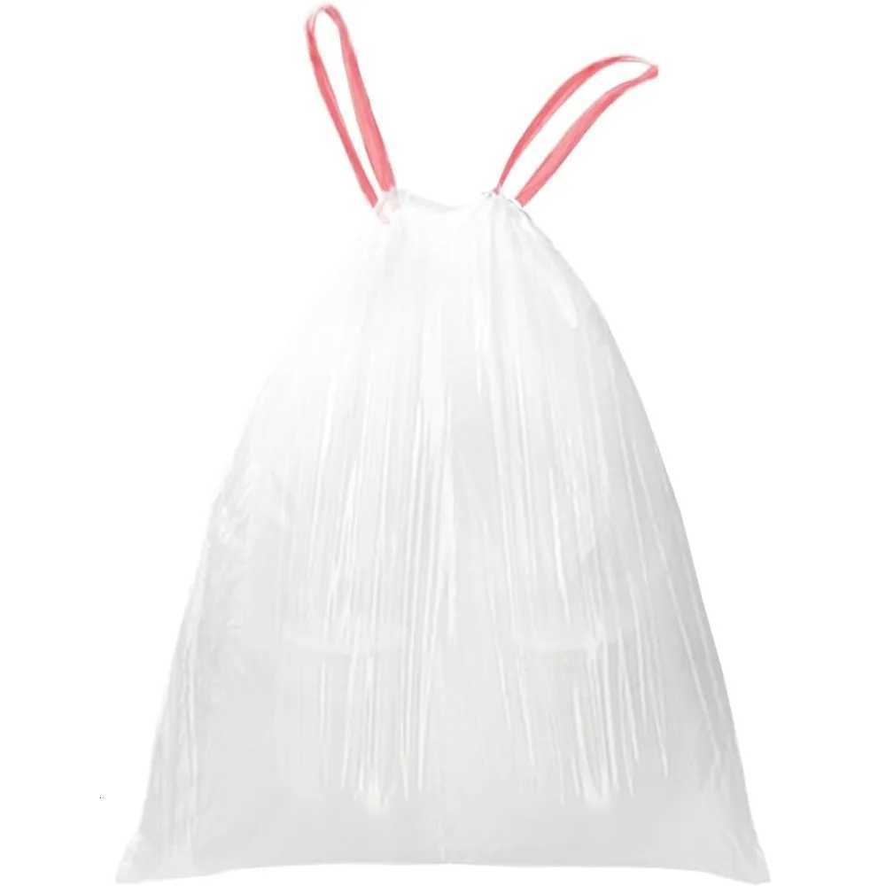 13 Gallon Trash Bags Drawstring Pack of 28 Garbage Bags for Kitchen and Home Use 63x70cm Size 12g/pcs Unscented White C251119