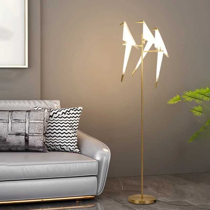 Nordic Minimalist Creativity Paper Crane The Bird Led Floor Lamp Living Room Bedroom Home Decor Sofa Corner Standing Table Light M251119