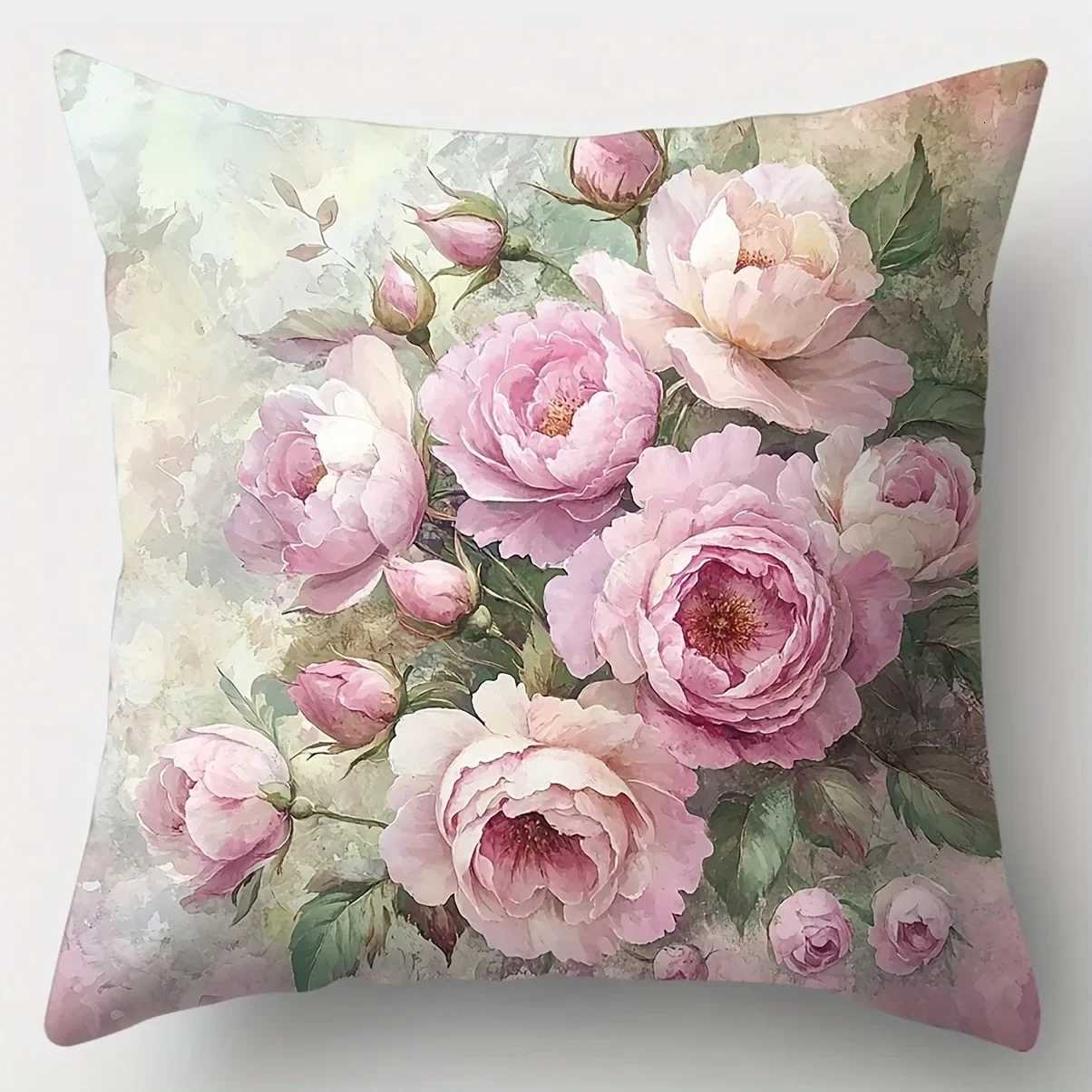 Pink Peonies Floral throw cover with short plush print for living room decoration cushion cover covers decorativeM251119