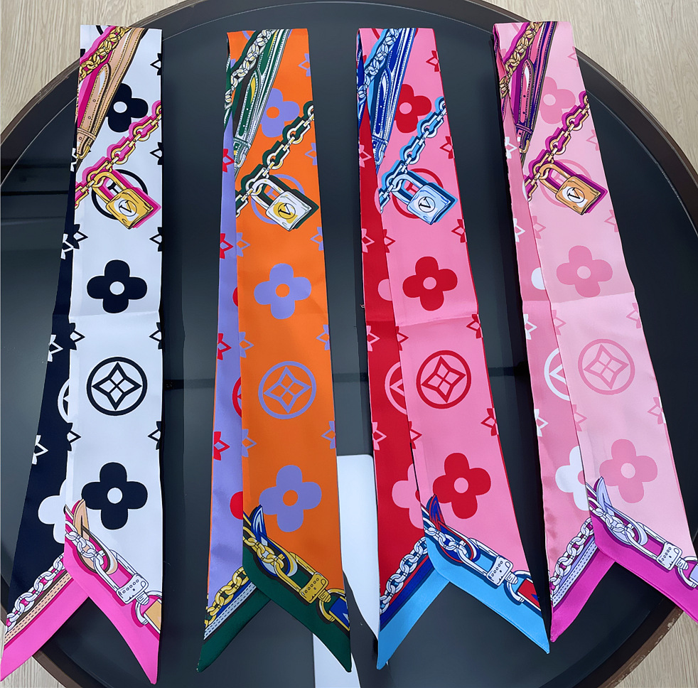 Designer Scarf Silk Scarf Handbags Women Bags Letter Flower Scraves Top Grade Head Hair Bandeau Silk Neck Bow Handbag Scarf