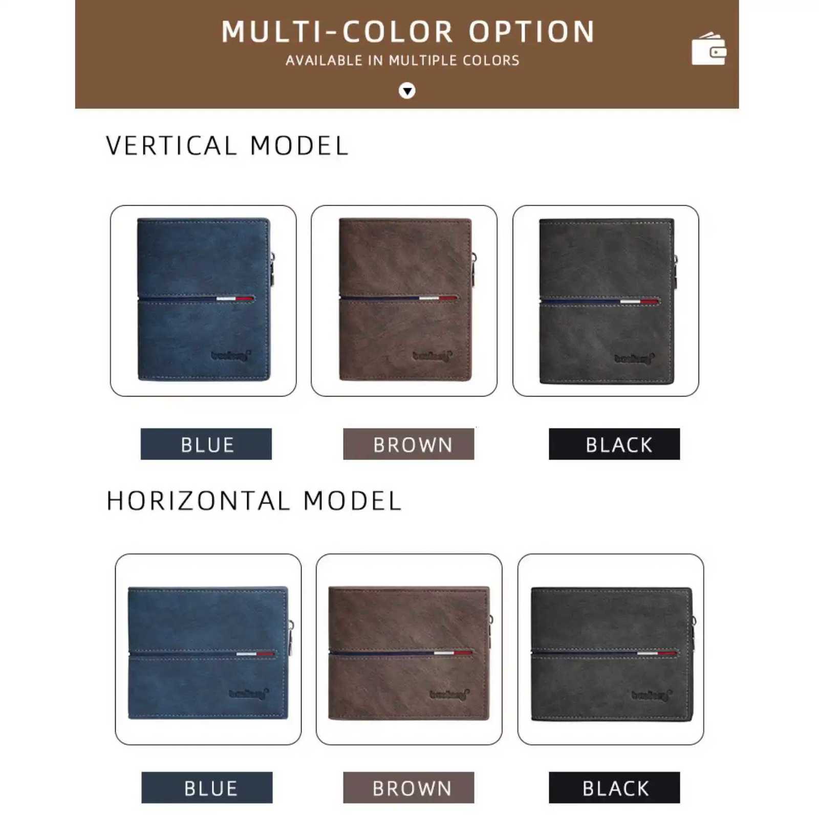 Colorblock Multi-Card Trifold Horizontal And Vertical Card Holder New Trend Mens Short Wallet Fashion Casual Zipper Coin PurseT251119