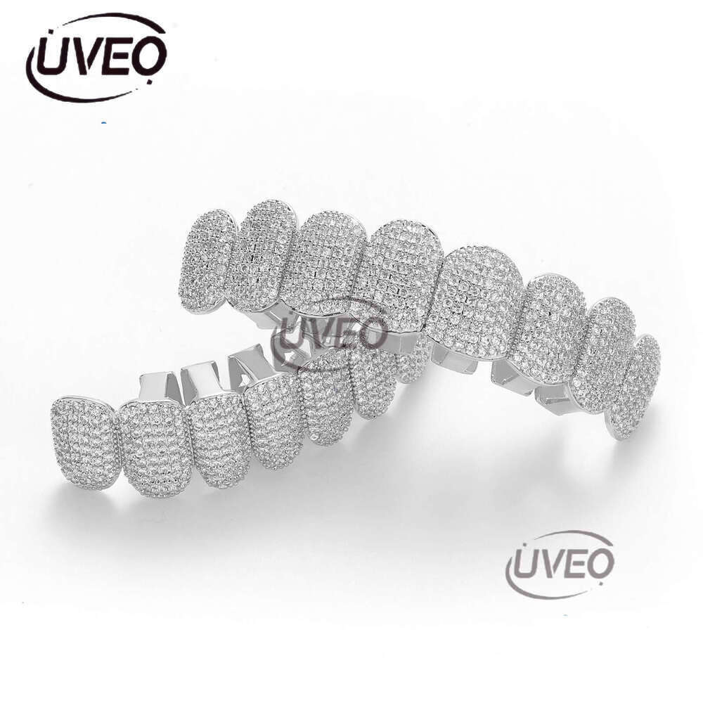 new micro inlaid eight sterling silver ice out VVS Moissanite gold braces Grill Cool men's hip hop Free delivery