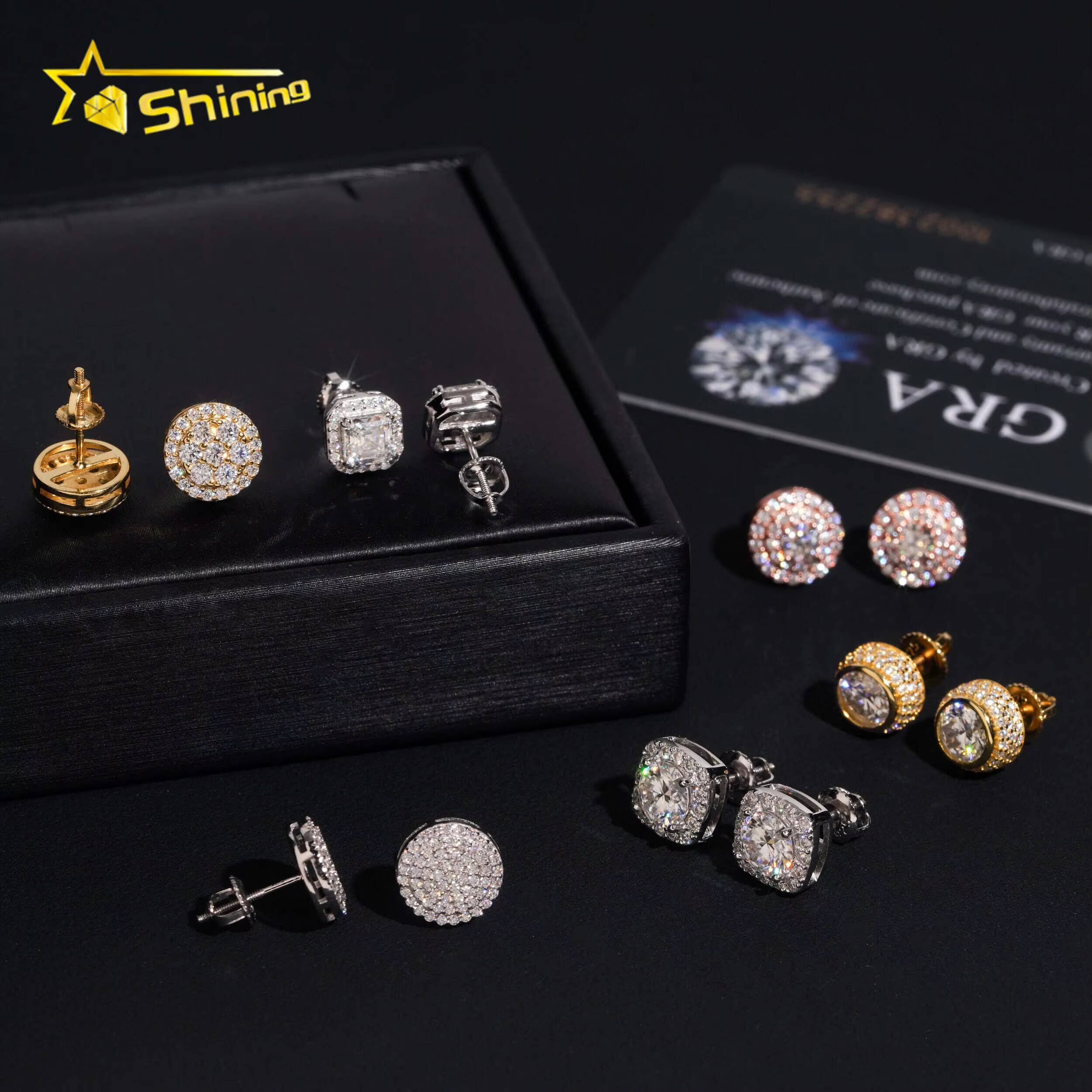 Factory Price High Quality 925 Sterling Silver VVS Moissanite Earrings Fine Jewelry Custom Stud Earrings for Women