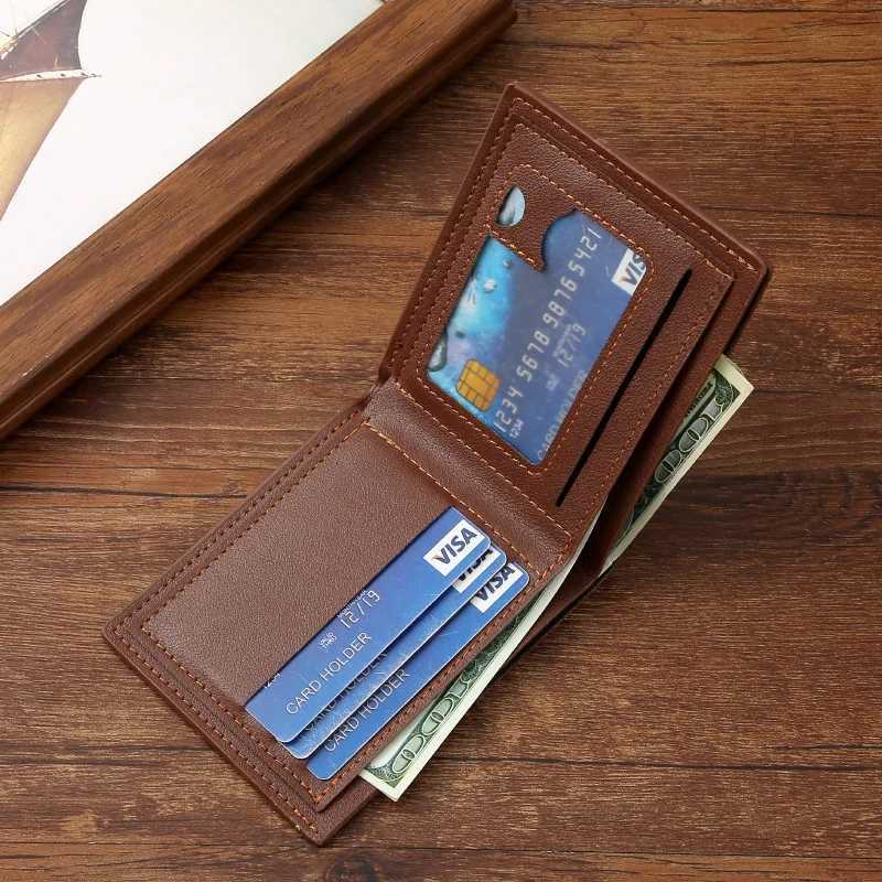 Thin Mens Wallet Horizontal Short Bifold Large Capacity Card Holder Slim Minimalist Business Wallet for Men Youth FashionT251119