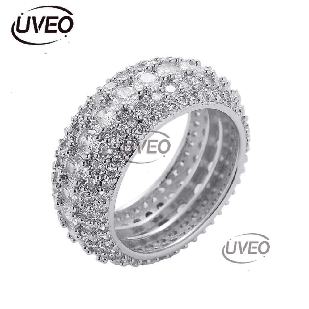 Luxury designer inlaid ice out VVS Moissanite sterling Silver Gold Plated Men's and women's Hip Hop rings Free shipping