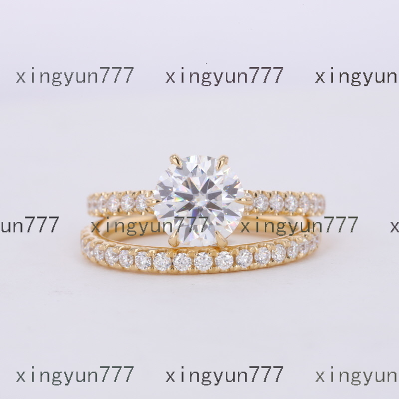 Designer ring Mossanite Jewelry 14k Solid Gold Eternity Band Engagement Wedding Rings Set