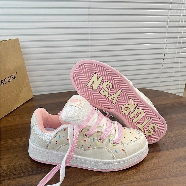 designer shoes Pink Low-Top Sneakers Women's Student Color-Block Casual Shoes New Model