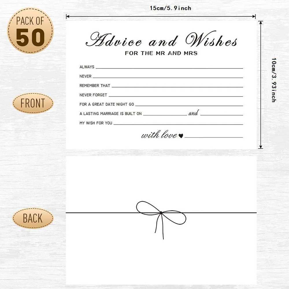50Pcs Advice Cards Note Marriage Advice Reception Decor Wedding Well es Cards for Bride and Groom Newlyweds Bridal Shower G251119