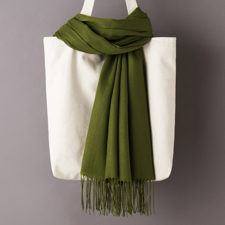 K439 Cross-border autumn and winter thin imitation cashmere solid color scarf for women couples long warm neck scarf with tassel shawl